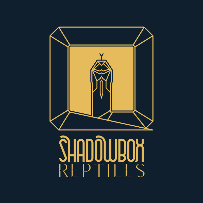 Owner requested an art deco styled reptile logo with a luxurious edge. Logo is a shadowbox of a hognose snake, but can also be seen as a gem.